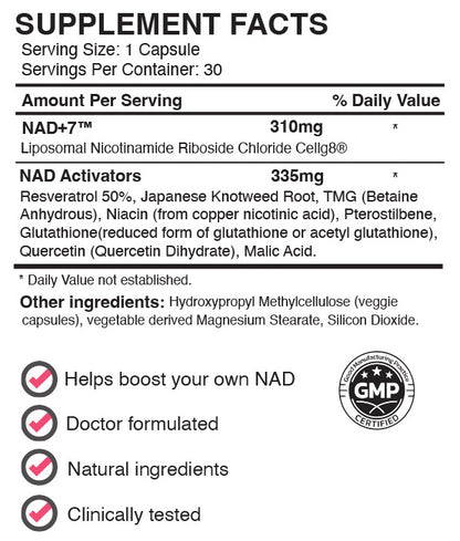 Liposomal GHR Platinum+7 & NAD+7:  Women's 12-Month Supply